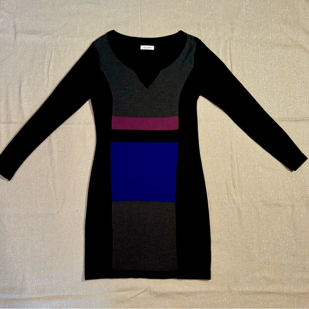 Calvin Klein color block sweater dress Size M
